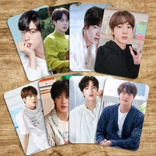 Niki Enterprises 22.86 cm Bts Jin Member Photocards ( Set of 16 ) + 2 Freebies Reusable Sticker