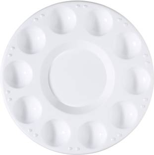 Definite Art and Craft Round Plastic White Color Palette with 11 Wells
