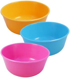 Morvi Plastic Mixing Bowl Wonder Plastic Sigma 300 Microwave Safe Multipurpose Mixing Bowls, Set of 3 pc Bowl 300 ml, Yellow Cyan Pink Color, Made In India, MRV08398