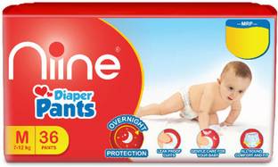 niine Cottony Soft Baby Diaper Pants with Wetness Indicator for Overnight Protection - M