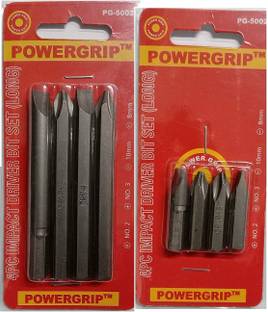 Gadariya King 8 Pieces Chromium Steel Impact Driver Bits Set (Grey, Large and Small) - Pack of 2 Sets Screwdriver Bit Set Impact Screwdriver Set (Pack of 8)