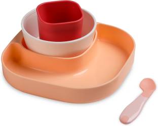 LuvLap 4 - Piece Baby Tableware Set, Suction Plate, Bowl, Glass and Spoon for Kids or Infants, Attractive Colors  - BPA Free Plastic