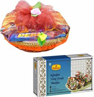 Haldiram's Jute Chocolate Basket with Khajur Dry Fruit Burfee Combo