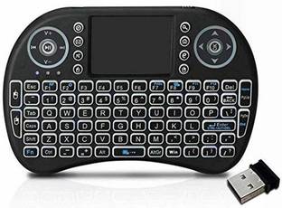 Viraan Small Wireless Bluetooth Keyboard with Smooth Touchpad Led Light Button Function Handheld Keyboard forOfficial Use Compatible with All Devices ( BLACK ) Wireless Standard Multi-device Keyboard