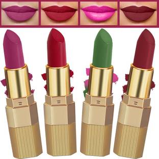 फॉरफोर Xpression Matte Lipstick Highly Pigmented, Creamy Texture, Long Lasting Matte Finish - Combo of 4 (5-8 hrs stay)