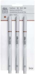 Winsor & Newton Fineliner Sepia Fine Point Pen- Assorted Set of 3 Pens