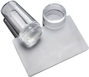 Fameza Clear Jelly Soft Silicone Nail Art Stamping Stamper with Cap Scraper Image Plate Manicure Tools DIY Polish Kit