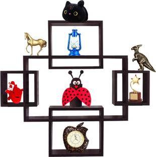 FABULO Model Name	Wooden Intersecting Wall Shelves /Small Show Pieces, Props & Momentous Storage Rack for Living Room, Bedroom | MDF Floating Wall Mount Shelf / Rack / Stand / Showcase for Home Decor - Wall Hanging Storage Unit, (Set of 5-NEW) MDF (Medium Density Fiber) Wall Shelf