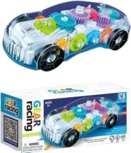 TEMSON 3D Transparent Gear Racing Car Toy for Kids with Gear Simulation Mechanical Car Technology w/d Sound & Light Toys for Kids Boys & Girls