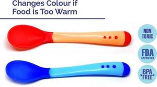 QUICKSHOP Baby Silicone Temperature Sensing Spoon, BPA Free Changing Color Feeding Spoon, Silicone Infant Training Spoon  - Silicon