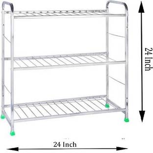 IRONTECH Utensil Kitchen Rack Steel Stainless Steel Wall Mount Kitchen Utensils Rack | Dish Rack with Plate & Cutlery Stand | Modular Kitchen Storage Rack | Modern Kitchen Organizer | Utensils Holder (24 x 24 INCHES)