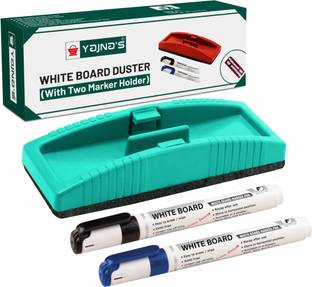 YAJNAS Non Magnetic Premium Whiteboard Duster And Marker| Dry Erase Whiteboard Eraser for Erasing Whiteboard Marker or Chalkboard Writing - (Pack of 1 Duster And 2 Marker, Color - Multicolour) Dusters