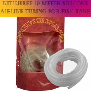 Nitishree Imported Silicon Oxygen Pump Pipe Bubble Stone Aquarium Fish Tank Hose-Air Tube (White, 10 m/4x6 mm) Aquarium Air Stone