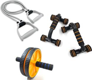 LIVOX Dual Wheel Ab Roller And Toning Resistance Tube With Pushup Bar Ab Exerciser