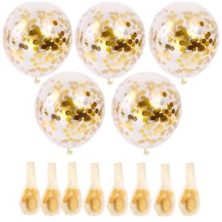 AMFIN Golden Confetti Balloon for Decoration / Balloon for Decoration / Birthday Decoration items / Decoration Balloons / Sparkle Balloon / New Year Christmas 2022 Balloons - Pack of 9