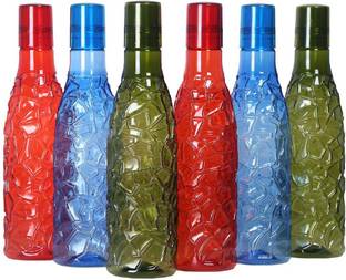 LaChoiceIt Mosaic Pattern 6 Pieces Plastic Water bottle multi colored 1000 ml Bottle