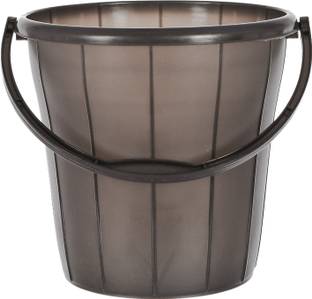 Heart Home Plastic Bucket With Strong Handle & Measuring Scale, 16 litre (Black)-46HH0324 16 L Plastic Bucket