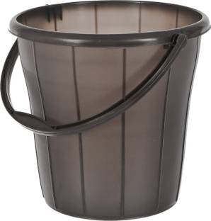 KUBER INDUSTRIES Multiuses Plastic Bucket With Handle & Measuring Scale, 16 litre (Black) 16 L Plastic Bucket