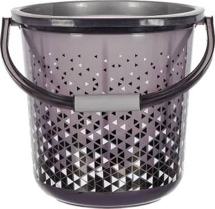 KUBER INDUSTRIES Unbreakable Plastic Triangle Print Bucket With Handle 18 Ltr (Black) 18 L Plastic Bucket