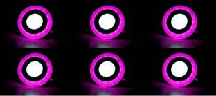Online Generation 6w led Ceiling Light Double Color led Light 3w White & 3w Pink Slim led Panel Light (Round,2 Year Warranty) Pack of 06. Recessed Ceiling Light Ceiling Lamp