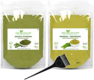 Shudh Online Indigo Powder and Henna Combo Pack for Black Hair Colour, Avuri Mehandi, Neela Amari, Neel Patti