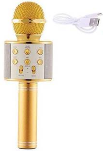 kawna ytig_fd uality Wireless Bluetooth WS-858 Microphone MIC Recording Condenser Handheld Microphone Stand with Speaker for Cellphone Karaoke Best for Holiday Festival Journey MIKE (GOLDEN) MIKE