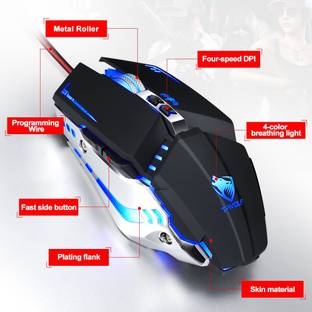 VIBOTON T-WOLF V7 Wired Gaming Mouse Macro Programming Mouse ,7 Buttons , Adjustable 4800DPI Optical Mechanical Gaming Mouse , RGB Backlight For PC Computer Gamer Wired Ambidextrous Optical  Gaming Mouse