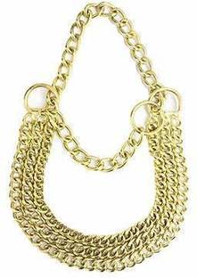 Woofy Chrome Steel 3 Layer Dog Choke Chain -24 Inch Collar (Golden), (Pack of 1) Plain Dog Collar Charm