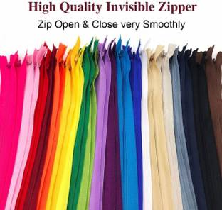 Lucknow Crafts 25 Nylon Invisible Zipper,Sewing for Handmade Garment/Bags/Home Textile,Tailor Sewer Crafter's Special Sewing Ladies Zip Mix Color(17 inch/44 cm) Multicolor Nylon Invisible Zipper