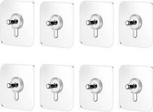 QUICKSHOP Wall Hooks Heavy Duty Hooks Magic Stickers hook / Nails Self Adhesive Wall Hook/Nail for Hanging, Waterproof Transparent Adhesive Hooks / Nail for Wall, Wall Hangers for photo frames, clock or anything Hook Nail/Strong Adhesive Hook Nail Wall Door Sticky Hanger Holder for Kitchen Bathroom Hook nail I Without Drill Hook 8