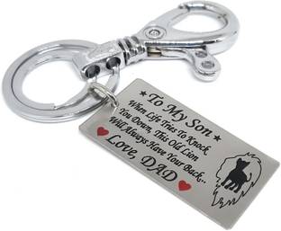 Aura To My Son Gift Keyring Keychain For Son Boy Birthday From Father Papa Keychain For Bike Car House Home Office Keys Stainless Steel Hook Key Chain