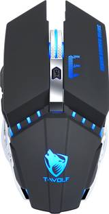 VIBOTON T-WOLF Q15 6-Buttons, 1600 DPI ,Wireless Rechargeable Mute Office Gaming Mouse with 7 Color Breathing Light, Wireless Ambidextrous Optical  Gaming Mouse