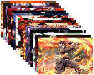 Pack of 16 Demon Slayer Poster | Tanjiro Kamado Photo Set | Anime Poster | HD Photos (Size- A5) Paper Print