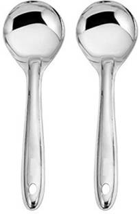 LIMETRO STEEL Stainless Steel Serving Spoon ( 2 Pieces, Oval Shape Spoon) Stainless Steel Serving Spoon Set