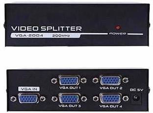 ULTRABYTES  TV-out Cable VGA Splitter 4 Port VGA Video Splitter, 1x4 VGA Switch 200MHz 4 VGA Input 1 VGA Output for 4 PC to Share one Monitor & Speaker(Audio) 1 to 4 Monitor Mirror Screen Box Switch.