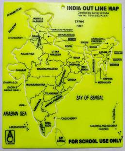imtion ( Pack of 1 ) India Map Stencil 19 cm x 15.5 cm Purple/Green/Yellow/Pink (Random color 1 pcs)
