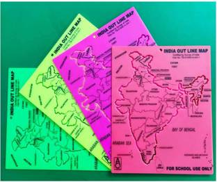 imtion India Stancil ( Pack of 2 ) India Map Stencil 19 cm x 15.5 cm Purple/Green/Yellow/Pink (Random color 2 pcs)