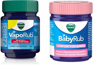 VICKS VapoRub 25ml and BabyRub 25ml Babies-Moisturize, Soothe and Relax Balm