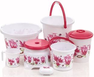 UMA Bathroom Set 07 Pieces Heavy Duty, Large Capacity 20 L Plastic Bucket