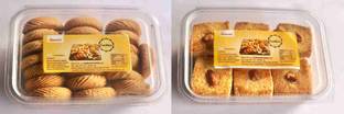 HARNAAM'S AJWAIN & ALMOND-COCONUT, COMBO OF SWEET & SALTY TASTY COOKIES, PACK OF 2, 250 gms x 2 packs Cookies Biscuit