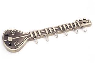 Fonax Guitar Shape Key Holder | Wall Mounted | With Screws | Antique Design & Finish | 8 inch x 2.5 inch Brass Key Holder
