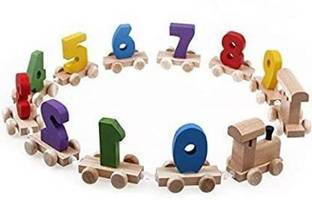 nandinikunj WOODEN Digital Number 0-9 Train Toy Set Wooden | Learning Building Blocks