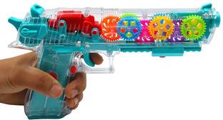 NIYAMAT Musical and 3D Flashing Lights Kids Transparent Glow Gun, Live Gears Concept Gun Toy with Multi Musical Blaster