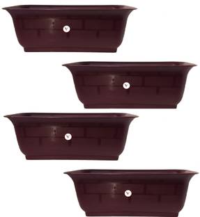 VINSHRA 20 INCH Brownish Purple Rectangular Flower Pot Set 4 Indoor and Outdoor Use Pot Plant Container Set
