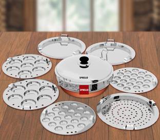 Sprello Stainless Steel Idli Maker Multi Kadai Idli Steamer & idli Cooker with 7 Plates | 2 Mini Idli | 2 idli | 2 Dhokla | 1 Momo Standard Idli Maker