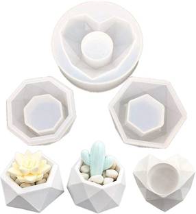 RakaEnterprises DIY Polygonal Heart Resin Casting Mold Silicone Craft Mold for Flower Planter