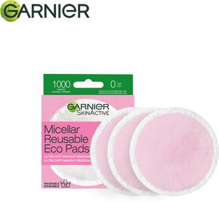 GARNIER Micellar Reusable Eco Pads, (3 pads in box) | Micellar Reusable Cotton Pads | One Swipe Makeup Remover | For Dull and Sensitive Skin | Removes Makeup gently | Eco-friendly Face Wash