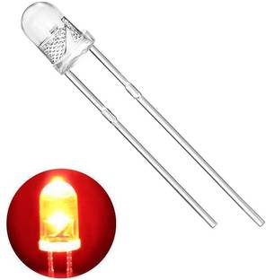 Wizzo (Pack of 100 Pieces) Transparent (RED) Super Bright LED 5mm, 3V DC 2 Pin Light Emitting Diode, Multipurpose, For Science Projects DIY Hobby Kit - RED Light Electronic Hobby Kit