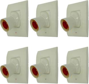 Prop It Up DECORATIVE SQUARE IVORY Fancy Bulb holder WITH CROM RING for wall home Plastic Light Socket (B-22) PACK OF 6 (ANGLE HN/03) Plastic, Brass Light Socket