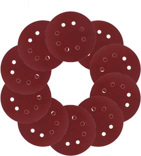 Inditrust 10 Pcs 7inch Sand Papper Size P180 (180 Grit) Round Sand Paper velcro disc Emery Sandpaper